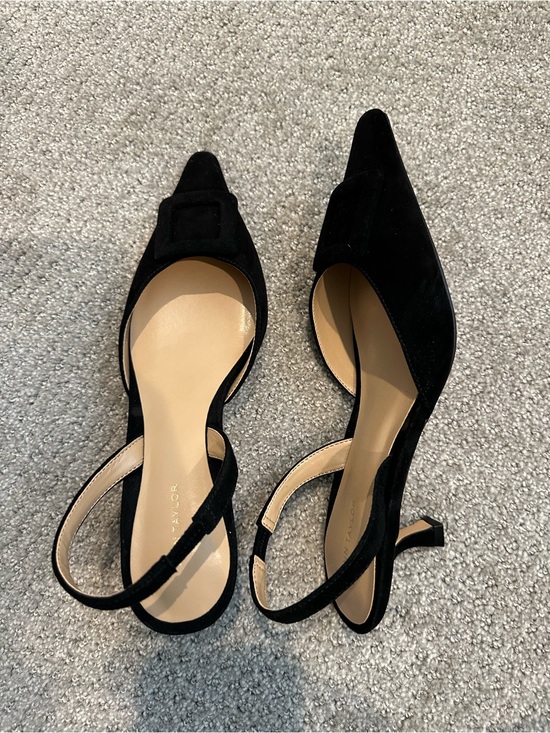 Ann Taylor Shoes - Ann Taylor Black Suede Pointed Slingback Heels